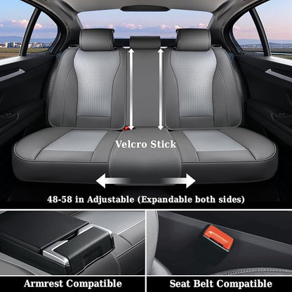 Coverado Car Seat Covers Full Set, Gray Seat Covers for Cars, Waterproof Nappa Leather Automotive Seat Covers with Lumbar Head Pillow, Car Seat Protectors, Universal Fit for Most Cars SUV - Image 7