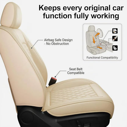 For Toyota Corolla Cross 2022-2026 Car Seat Covers, Front Pair, Beige | Premium Leather Full Coverage Seat Protectors – All-Season, Waterproof, Breathable, Cushioned Comfort & Airbag Compatible - Image 6