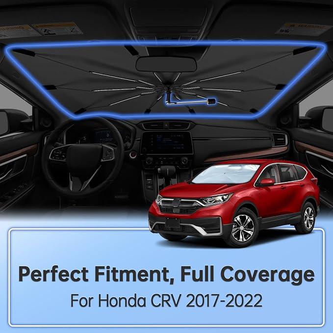 Windshield Sun Shade Umbrella for Honda CRV 2017-2022 Front Window | 360 Rotation Foldable Car Sunshade, Highly Reflective Sun Shield Visor for UV Protection, Keep Car Cool Accessories - Image 8