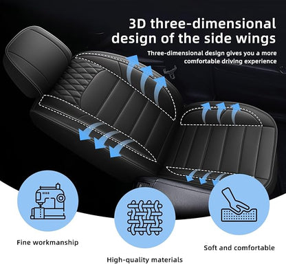 Car Seat Covers Fit for Subaru Forester 2007-2026 Front Set | Faux Leather Waterproof Automotive Seat Protectors,Compatible with Airbags,Easy to Install,2 Seats Black - Image 5