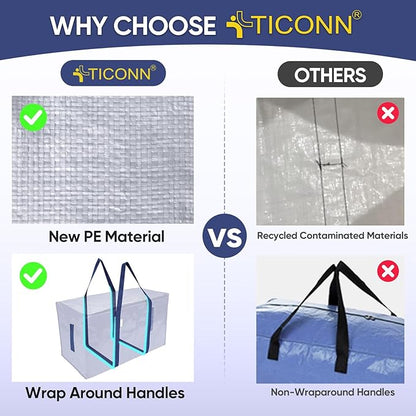 TICONN 2 Pack Extra Large Moving Bags Heavy Duty with Zippers & Carrying Handles, Durable Storage Bags Moving Boxes for Closet Organizers and Storage (2 Pack, Navy) - Image 4