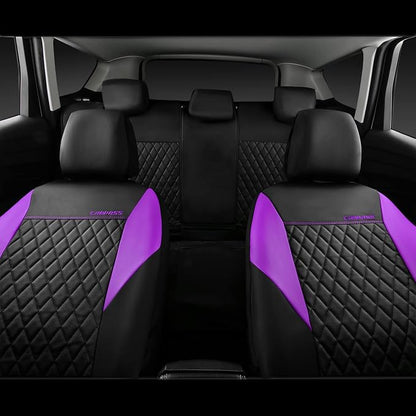 CAR PASS Purple Leather Seat Covers, Quilting Pretty Car Seat Cover with 5mm Composite Sponge Inside,Airbag Compatible,Universal Fit for Most Sedan SUV Van Truck (Full Set,Purple) - Image 6