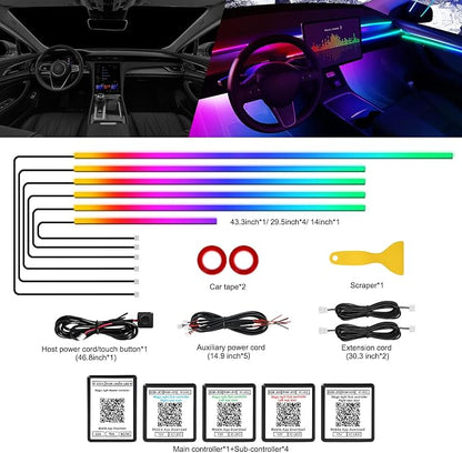 Dreamcolor Acrylic Interior Car LED Strip Light with Wireless APP, RGB 6 in 1 with 175 inches 612 LEDs Fiber Optic Car Symphony Ambient Lighting Kits, Sound Active Function LED Strip for Cars - Image 3