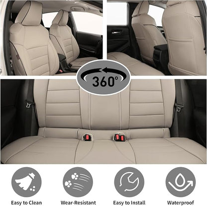 EKR Rav4 Seat Covers Custom Fit for Toyota Rav4 2016 2017 2018(Hybrid) LE,SE,XLE,Limited, Leather Car Seat Cover Full Set for SUV,Faux Leather(Beige) - Image 6