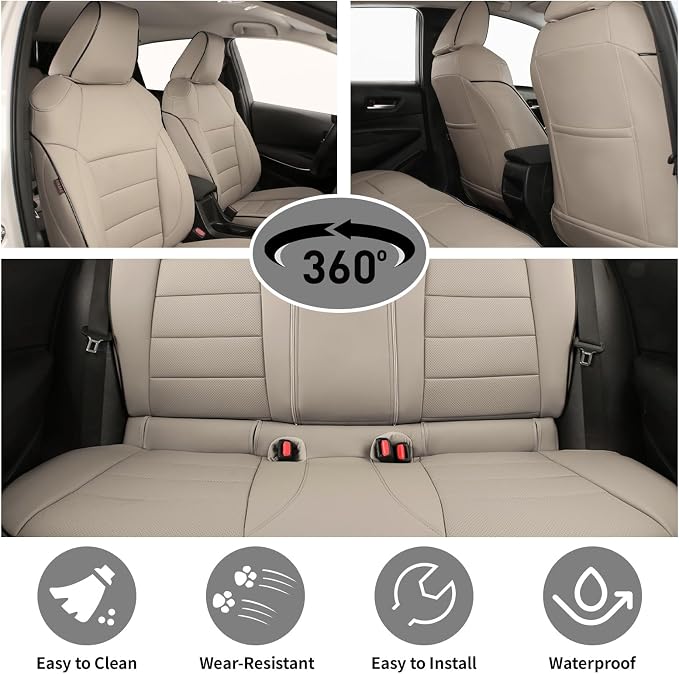 EKR Rav4 Seat Covers Custom Fit for Toyota Rav4 (Only Hybrid) 2019-2025 LE,XLE,XLE Premium,Limited,Woodland Edition, Leather Car Seat Cover Full Set for SUV Faux Leather(Beige) - Image 5