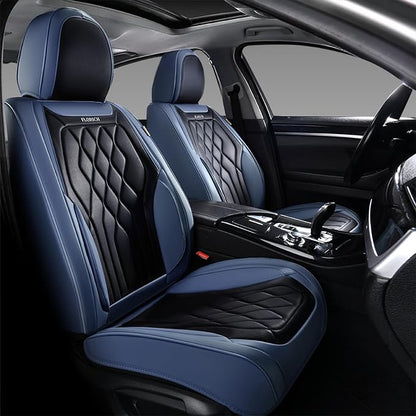 FLORICH Universal Car Seat Covers for Car Front, 2-Pack Automotive Seat Covers Leather Car Seat Protector Fit for Most Sedans SUV Pick-up Truck - Blue&Black by FLORICH
