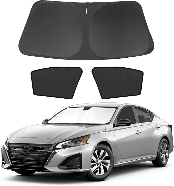 3PCS Car Window Shades Front Windshield Sun Shade Foldable Window Shade Custom Fit for Nissan Altima 2019-2024 Accessories Car Shades for Front Windows Anti-UV Rays Block Heat by FannycCargoCover