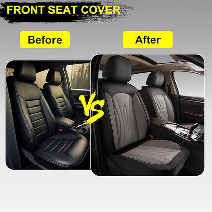 Front Seat Covers for Subaru Forester 2007-2026 2027 Faux Leather | Waterproof Breathable Scratch Resistant 360° Wrap Airbag Compatible Easy Clean（2 Seats,Black & Grey) - Image 4