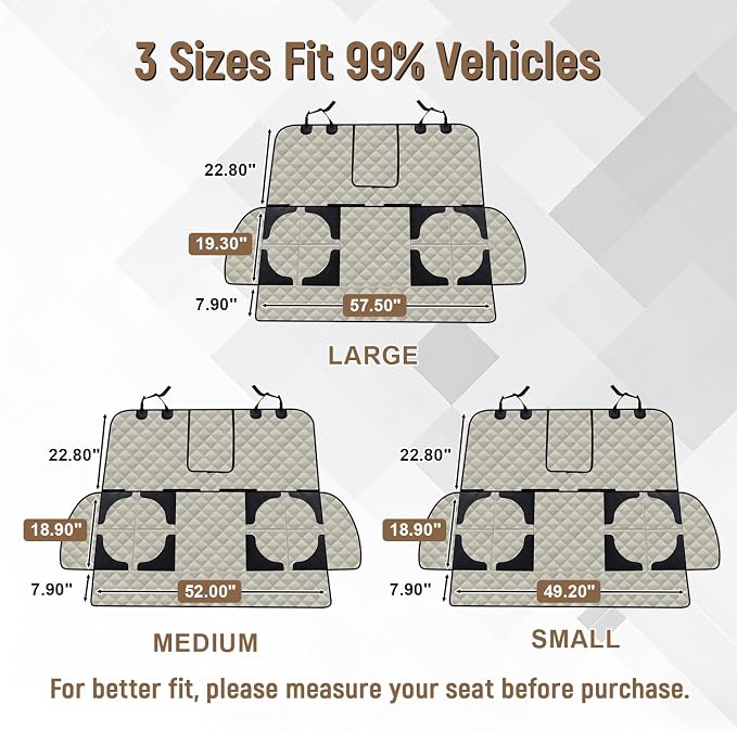 Pet Bench Seat Covers for Trucks, Heavy Duty Nonslip Car Seat Protector with ISOFIX Openings for 1-2 Child Car Seats,Fits Ford 150,Ram 1500,GMC Sierra,Toyota,Ram,Chevrolet Silverado(Beige) - Image 7