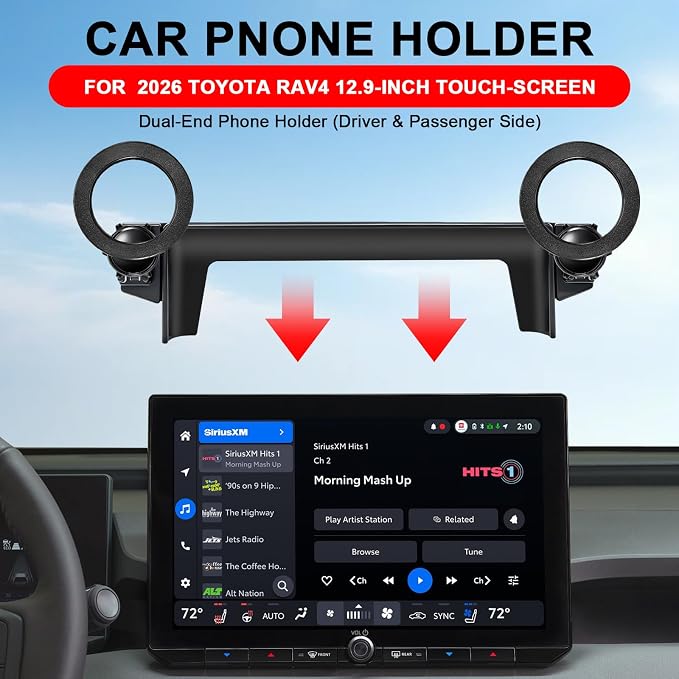 Dual-End Car Phone Holder for Toyota RAV4 2026 Accessories 12.9-Inch Screen | Strong Magnetic Cell Phone Mount for Magsafe iPhone, 360° Hands-Free No Air Vent Blockage One-Hand Operation Stable Stand - Image 2