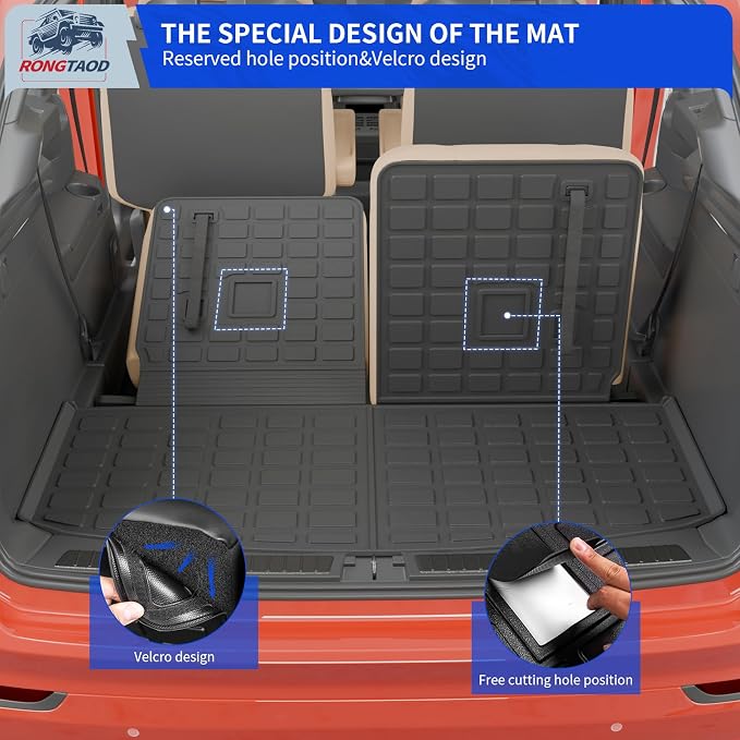 Rongtaod Floor Mats Set for 2020-2026 Ford Explorer 6 Seats Captain Chairs | Trunk Mat with Backrest Mat Cargo Mat Cargo Liner TPE All Weather Back Seat Cover Protector 2025 Explorer Accessories - Image 8