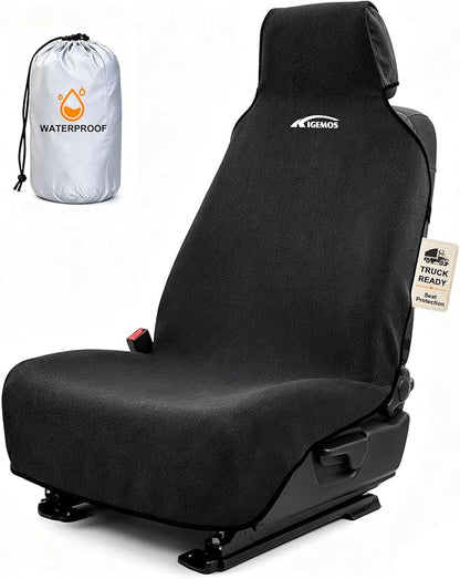 Seat Covers for Trucks, Waterproof Towel Seat Protectors, 1 Pack | 67x30 in Large Size, Sweat-Absorbent Microfiber, Anti-Slip, Quick Drape-On, Front Seat Coverage for Work, Gym, Beach, Pet by Unknown