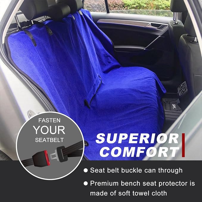 Car Towel Seat Cover, Waterproof Non-Slip Back Seat Protector for Post Gym Workout Beach Hiking, Sweatproof Washable Bucket Seat Protective Cover for Car SUV Truck Sedan (Blue) - Image 4