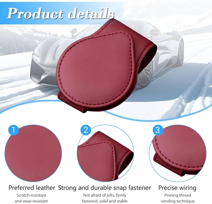 Sunglasses Holder for Car Visor, Magnetic Leather Sun Visor Eyeglasses Hanger & Ticket Card Clip, for Most Cars - Image 3
