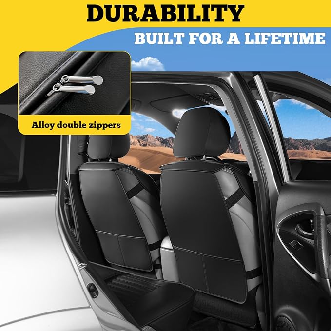 Front Car Seat Covers, Faux Nappa Leather for Sedan SUV, 2 Seats | Waterproof, Breathable and Airbag Compatible, Helps Reduce Slipping, Black+Blue - Image 4