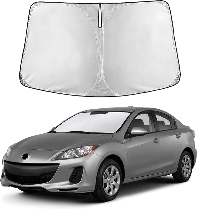 Autovir Windshield Sun Shade Fit for 2010-2011 2012 2013 Mazda 3 | Sunshade, Front Car Window Shades Sun Visor, Blocks UV Rays & Heat, Car Accessories by Autovir