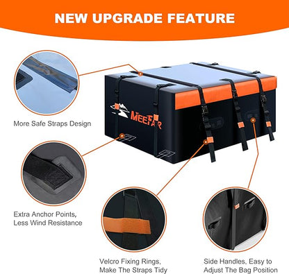Car Roof Bag Rooftop Cargo Carrier Bag Waterproof 21 Cubic Feet roof Cargo | Soft Shell Luggage rack bag for All Vehicle with/Without Rack,Includes Anti-Slip Mat,10 Reinforced Straps,6 Door Hooks,Lock - Image 3