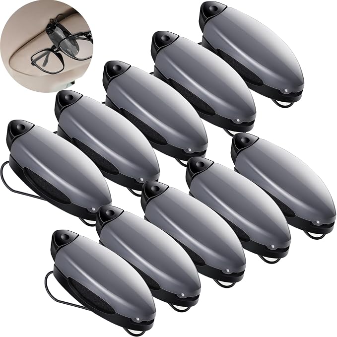 Frienda 10 Pieces Auto Car Vehicle Sun Visor Clip Holder for Sunglasses Glasses Holder Hanger Eyeglasses Mount Ticket Card Clip Car Accessories(Gray) by Frienda