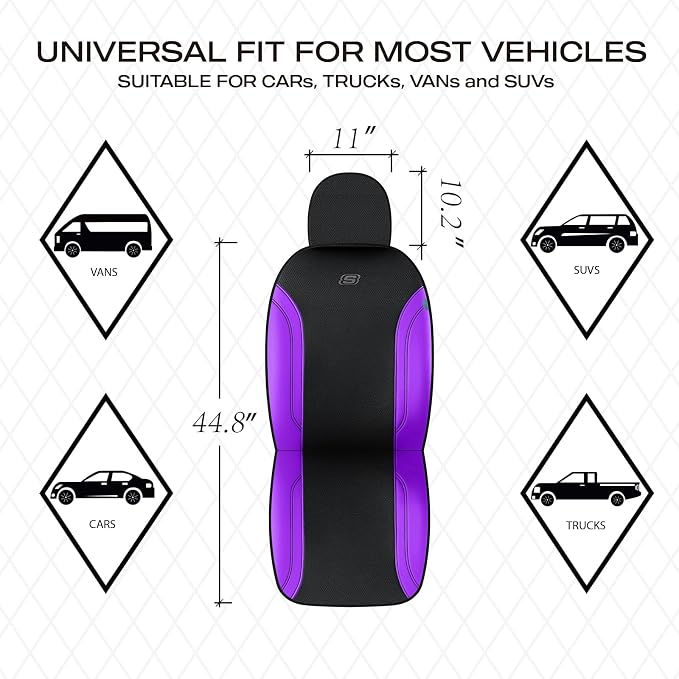 Skechers Work Seat Covers, Leather Seat Covers 5-Times Stronger Built-in Webbing, Oxford Fabric Front Seat Cover, Airbag Compatible, Automotive Comfort for Cars, Trucks, SUVs,Purple - Image 5