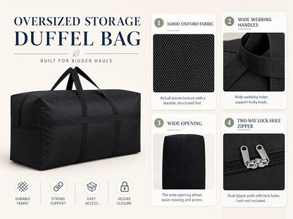 YiKitHom Extra Large Storage Duffle Bag with Zippers and Handles, Heavy Duty Blue Big Long Travel Bag -42x23x13.5Inch - Image 5