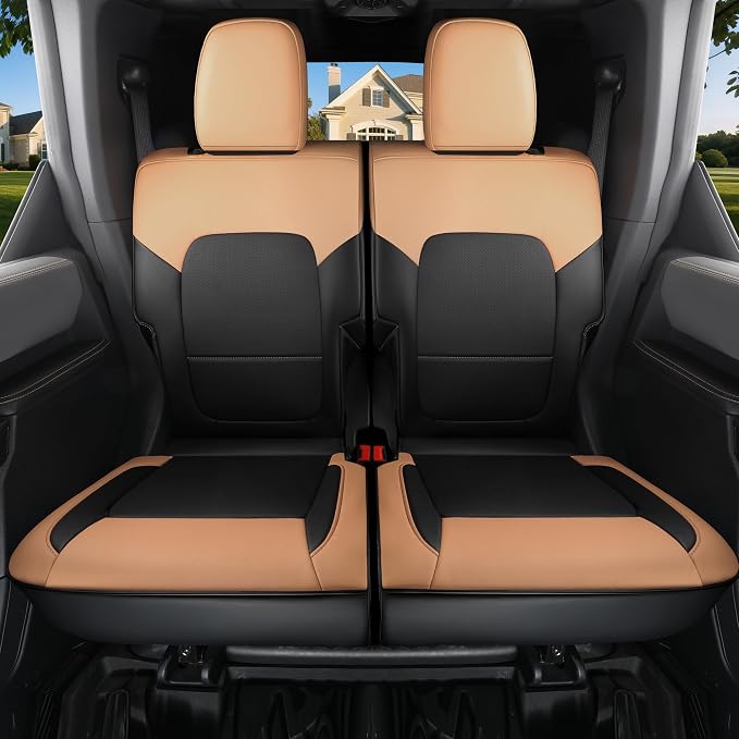 Red Rain Seat Cover Full Set for Ford Bronco 2 Door Seat Covers 2021-2026 | Waterproof Leather Car Seat Cover Black and Orange Auto Seat Cushion Protector (Bronco 2Door-Black+Orange) - Image 3