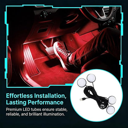 Car Interior LED Light, 4-in-1 USB Port Vehicle Under Dash Ambient Neon Lighting with Music Sync Mode, Automotive Inside Foot Well Atmosphere Lamp, Universal for SUV Van Truck - Image 6