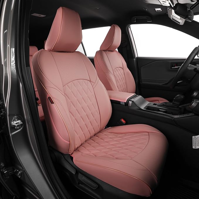 EKR Rav4 Seat Covers Custom Fit for Toyota Rav4 (Hybrid) Woodland/Limited 2026, Leather Car Seat Cover Full Set for SUV,Faux Leather(Pink) by EKR