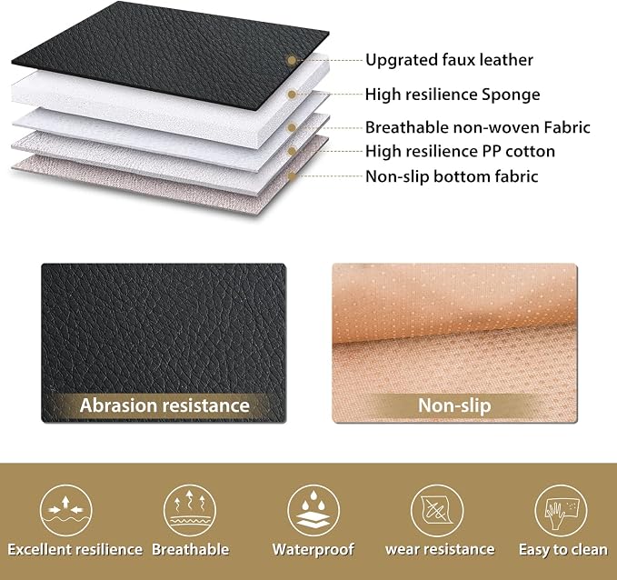 Nilight 5 Car Seat Covers Waterproof Faux Leather Cushions Universal Fit | 5 Passenger Cars Hyundai Honda Accord Kia Civic Corolla Camry CR-V RAV4 Fusion SUV Truck (Full Set, Black) - Image 9