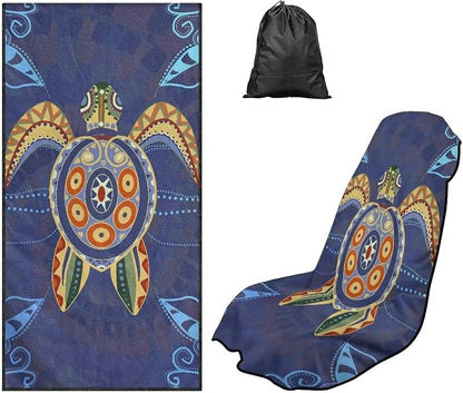 Sea Turtle Print Towel Car Seat Covers for Men Ethnic Style Print Towel Automotive Seat Covers Quick-Dry Sweat Towels with Storage Bag, 60 x 33 Inch by Baxinh