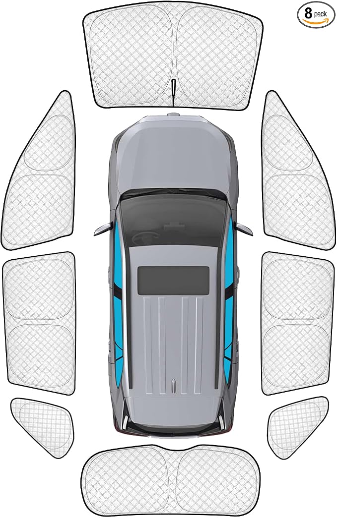 KMF Thicken Car Window Shades for Toyota RAV4 2019-2025 Accessories, 5th Gen RAV 4 Full Car Window Covers Sunshade for Windshield Side Rear,UV Block and Blackout Privacy for Car Camping Outdoor 8pcs by KMF