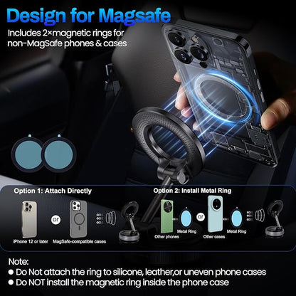 Jikasho Magnetic Phone Holder for Car, Suction Cup Phone Mount for Magsafe | 360° Adjustable Vacuum Car Phone Mount, Hands-Free Phone Holders for Your Car for iPhone 17 Pro Max 16 15 14 13 12 Air Plus - Image 6
