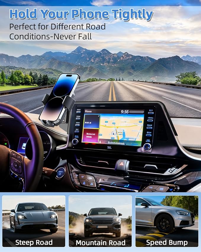 PZK Car Phone Mount for Toyota C-HR CHR 2019-2022 Accessories 8-inch Screen | Auto Lock Phone Holder One Button Release 360° Rotation Phone Cradles Hands Free Not Affect Vent for All Smartphones - Image 9