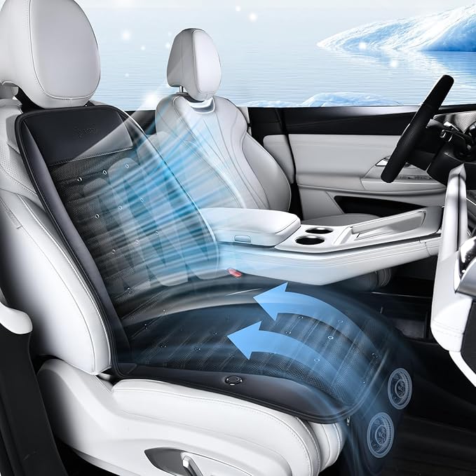Cooling Car Seat Cover Ventilated Seat Cushion with 2 Powerful Turbo Fans 3-Speed Adjustable 12V-24V Cooling Car Seat Pad for Summer Driving Universal Fit for Car SUV Truck Van by FLORICH