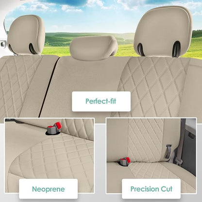 FH Group Custom Fit Car Seat Covers Specifically Made for 2011-2020 Toyota Sienna 7-8 Seater with Ultraflex Neoprene Water Resistant Automotive Seat Covers - 3rd Row Solid Beige - Image 4