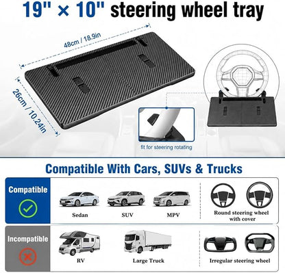 3-in-1 Car Steering Wheel Desk & Seat Gap Organizer, Foldable | Laptop Work Tray & Portable Eating Tray, Adjustable Vehicle Desk, For Writing, Dining, Road Trip, Office Work For Cars Suvs - Image 3