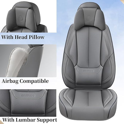 Coverado Car Seat Covers, Seat Covers for Cars, Waterproof Leather Auto Seat Protectors, Leather Car Seat Cushion, Car Interiors Accessories Universal Fit for Most Cars - Image 3