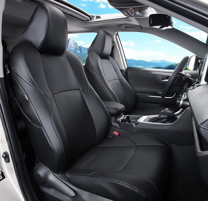 Custom Fit for RAV4 and VENZA Seat Covers Fit for Toyota RAV4 2019 2020 2021 2022 2023 2024 2025 Prime and XSE Hybrid with Waterproof Faux Leather (Black, LU02-Prime-XSE Hybrid) by Unknown