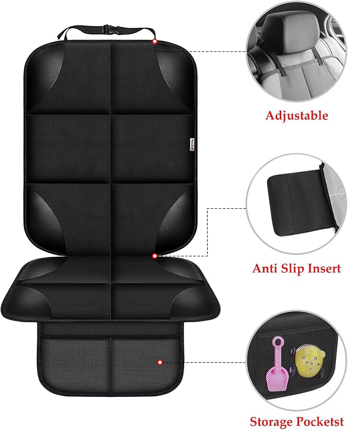 Meolsaek Car Seat Protector for Child Car Seat，Non-Slip Backing No Imprints | Durable Car Seat Mat 600D Fabric, Waterproof Car Seat Cover with Thick Pad - Image 2