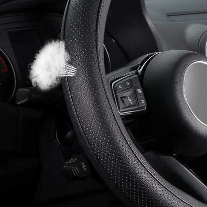 SEG Direct Breathable Car Steering Wheel Cover Large Size 15.5-16 inch | Fits F150 Tundra Range Rover Car Truck SUV, Black Microfiber Leather, Non-Slip Comfortable Grip, Auto Interior Accessories - Image 3