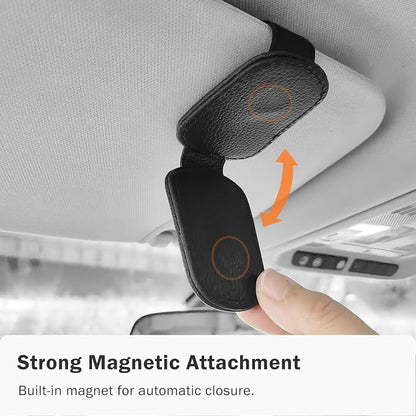 Sunglass Holder for Car Visor, Magnetic Leather Sunglasses Holder and Ticket Card Clip for Car - Image 5