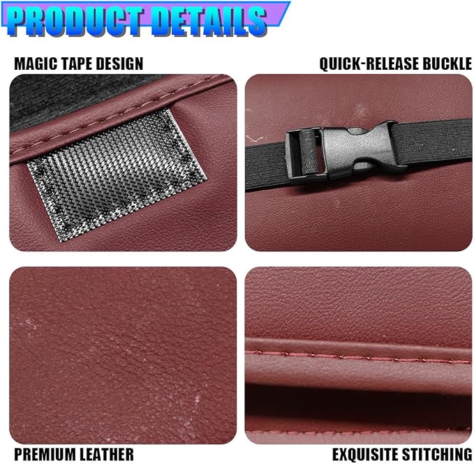 Craedli Car Tissue Holder for Seat Back, PU Leather Backseat Tissue Box Cover, Rectangular Auto Headrest Napkin Case Tissues Storage Organizer for Sedan RV Truck, Keep Car Tidy (Red) - Image 5