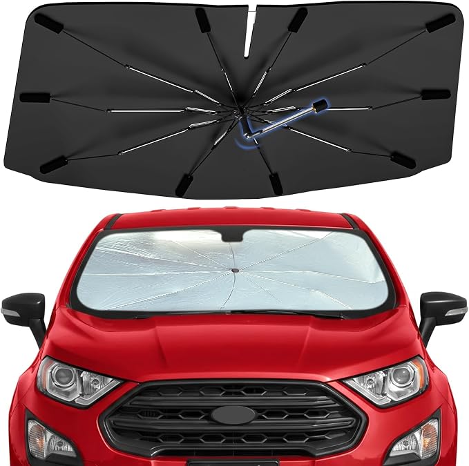 Windshield Sun Shade Umbrella for Ford EcoSport 2018–2022 Car Front Window | Double Layer Sunshade for Front Windshield for EcoSport,Aotmotive UV Protection Sun Blocker & Heat Shield by Bocvam