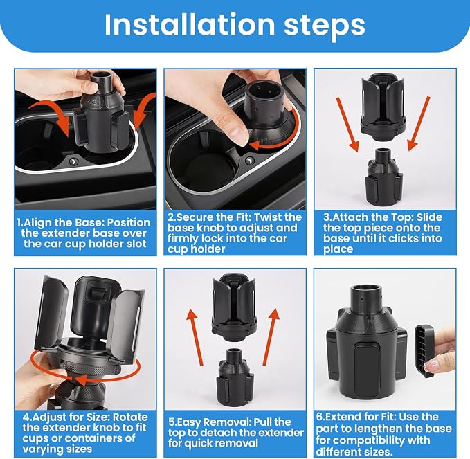 Octomo Car Cup Holder Expander, Hold 2.9" to 5.5" Large Bottles - Image 7