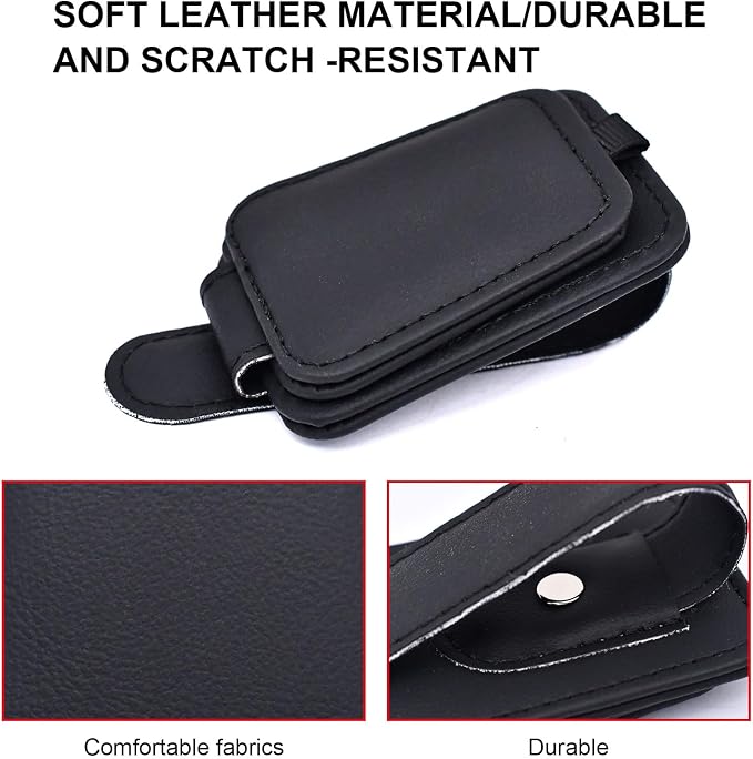 2 Pack Magnetic Leather Car Visor Sunglass Holder | Leather Glasses Eyeglass Hanger Clip for Car, Sunglass Clip Glasses Holder for Car Visor - Image 5