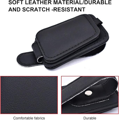 2 Pack Magnetic Leather Car Visor Sunglass Holder | Leather Glasses Eyeglass Hanger Clip for Car, Sunglass Clip Glasses Holder for Car Visor - Image 5