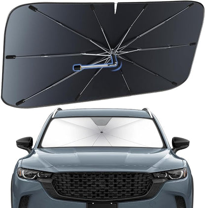 Windshield Sun Shade Umbrella for Mazda CX-50 2023-2026 Front Window Shield | Heat-Reflective Window Shade, Umbrella Sunshade Cover Blocks Heat, Protects Interior, Vehicle-Specific Precision Fit by Fshaanys