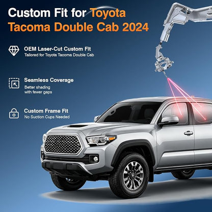 Custom Fit Toyota Tacoma Double Cab Side Window Sunshade 2024 Rear Cab 5PCS | Graphene honeycomb heat blocking fabric, embedded no-suction, no magnets or tools, blackout privacy, folds for truck camping - Image 6