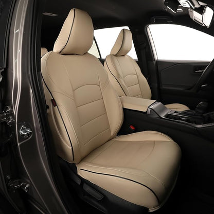 EKR Rav4 Seat Covers Custom Fit for Toyota Rav4 (Hybrid) LE/XLE Premium 2026, Leather Car Seat Cover Full Set for SUV,Faux Leather(Beige) by EKR