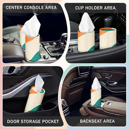 Arttown Car Tissue Holder for Cup Holder Facial Tissues 12 Pack Modern | Bulk 3-Ply,Refillable Marble Print Cylinder Tissue Boxes,Fit Car Home Office School (600 Sheets Total,50 Sheets Each) - Image 5