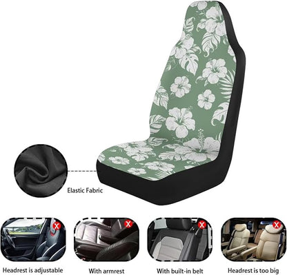 White Hibiscus Flower Seat Covers for Front Seats, Car Accessories for Women Men Washable and Breathable Car Seat Protectors Covers for Truck SUV Sedan - Image 7